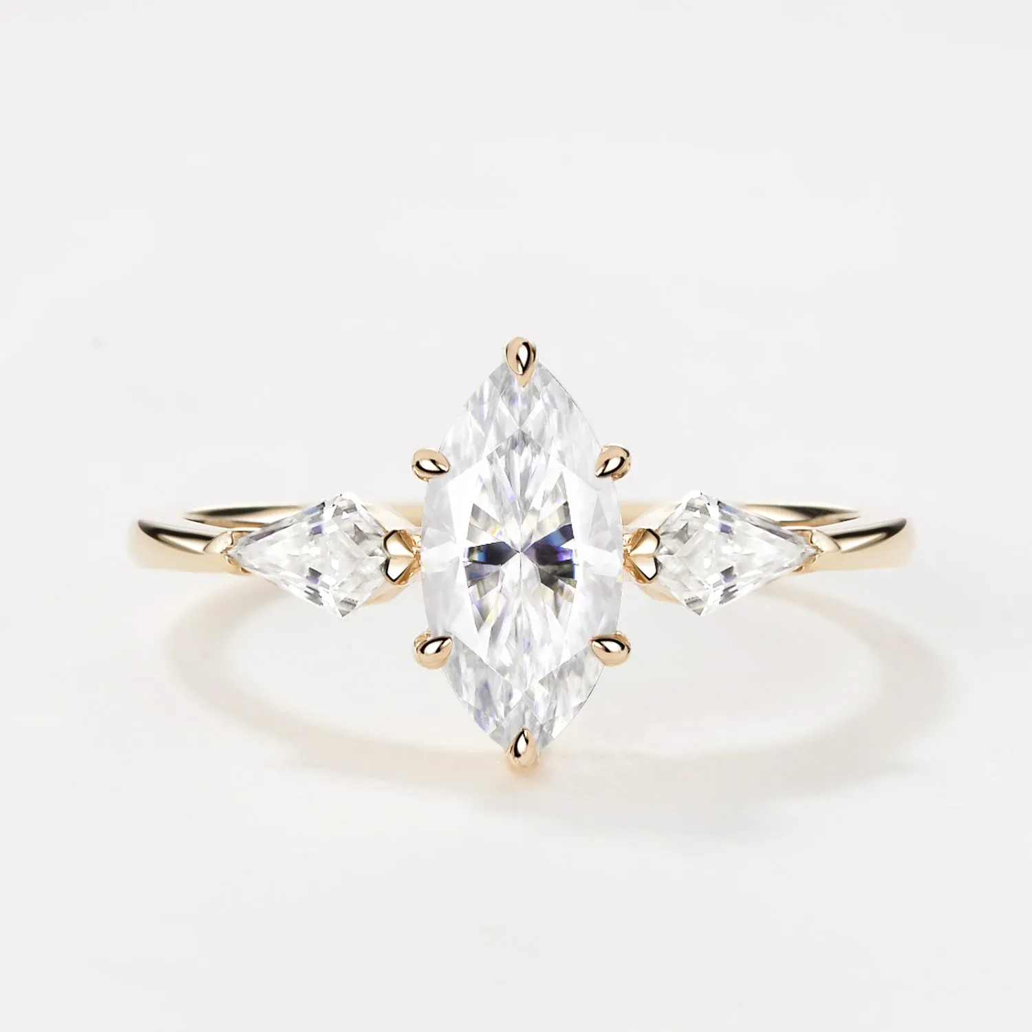 Marquise Cut Moissanite Classic Three-stone Engagement Ring