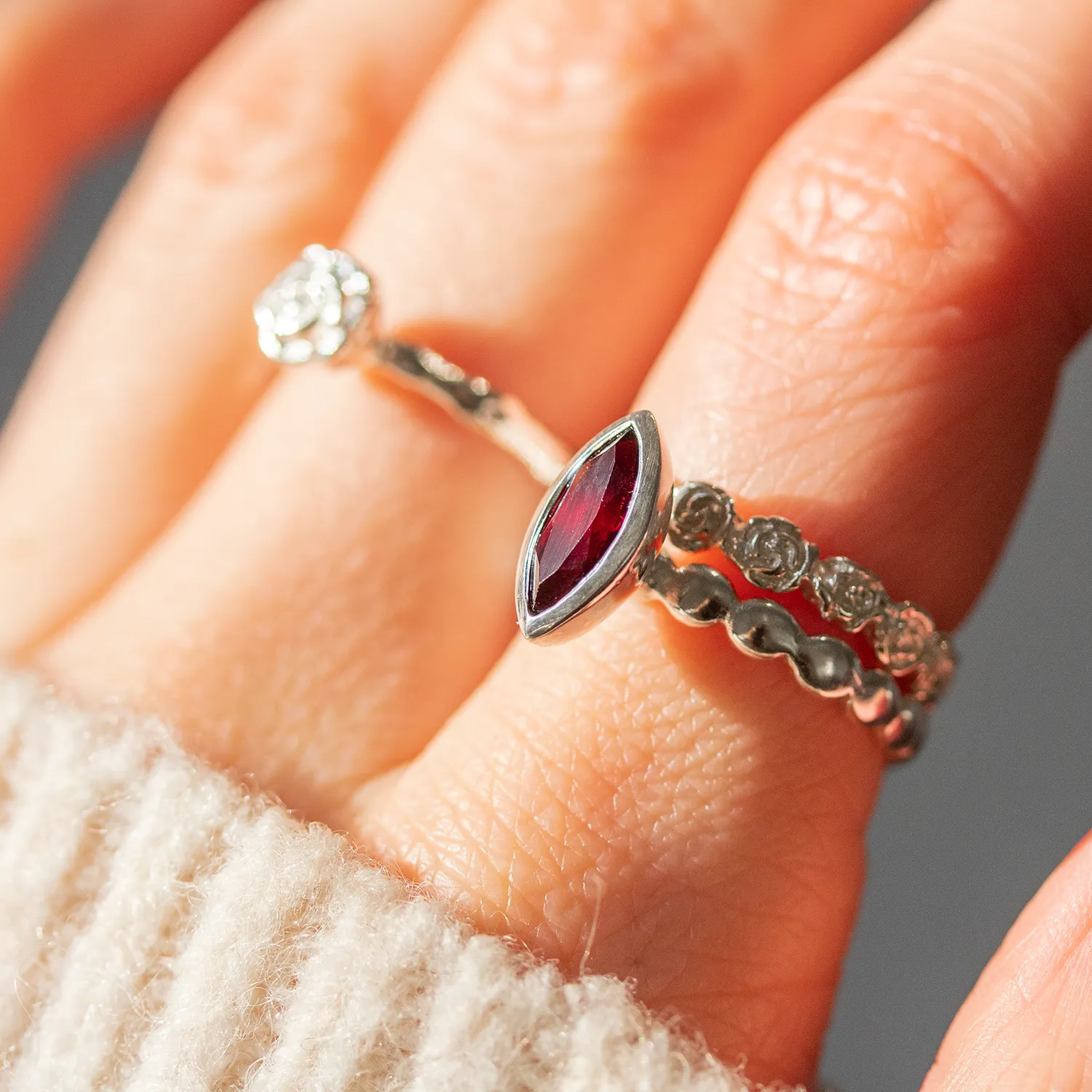 Marquise Garnet Dewdrop Twinkle Ring