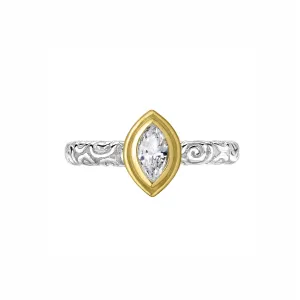 Marquise White Sapphire Spiral Twinkle Ring