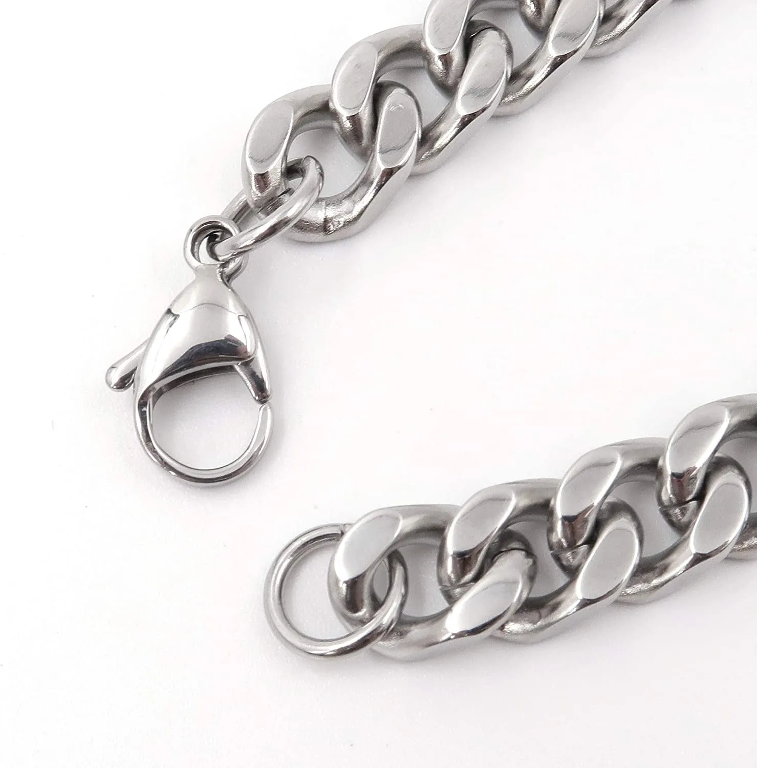 Men's Stainless Steel Simple Curb Cuban Link Chain Bracelet