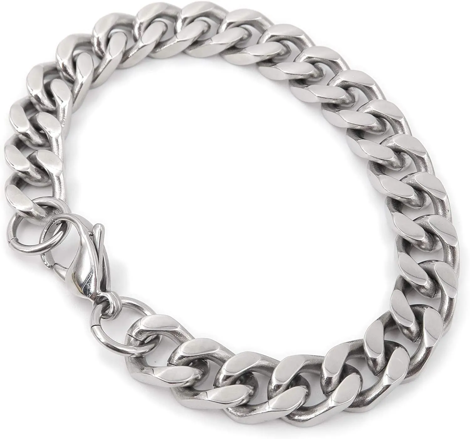 Men's Stainless Steel Simple Curb Cuban Link Chain Bracelet