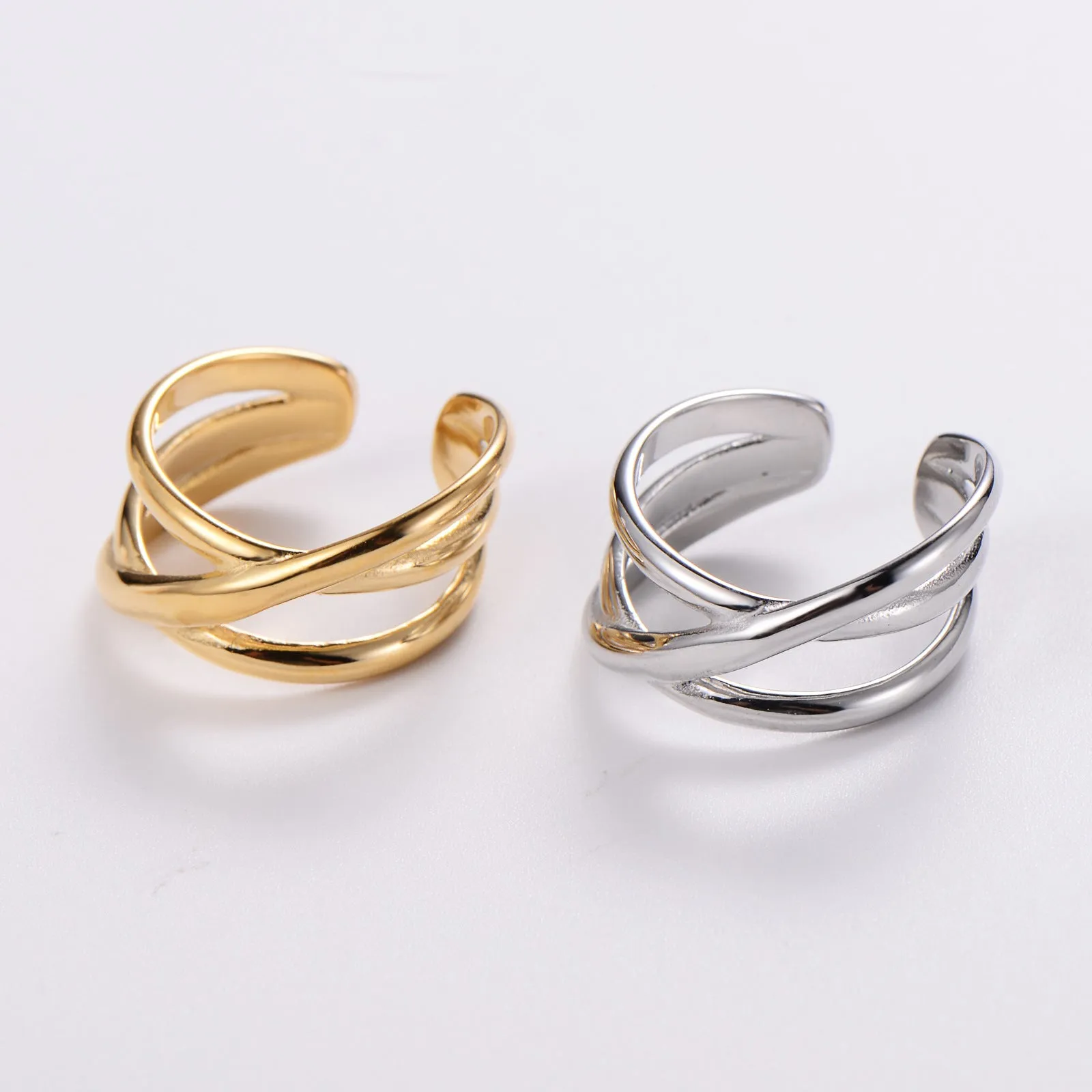 Minimalist Moon Titanium Steel Electroplating Rings