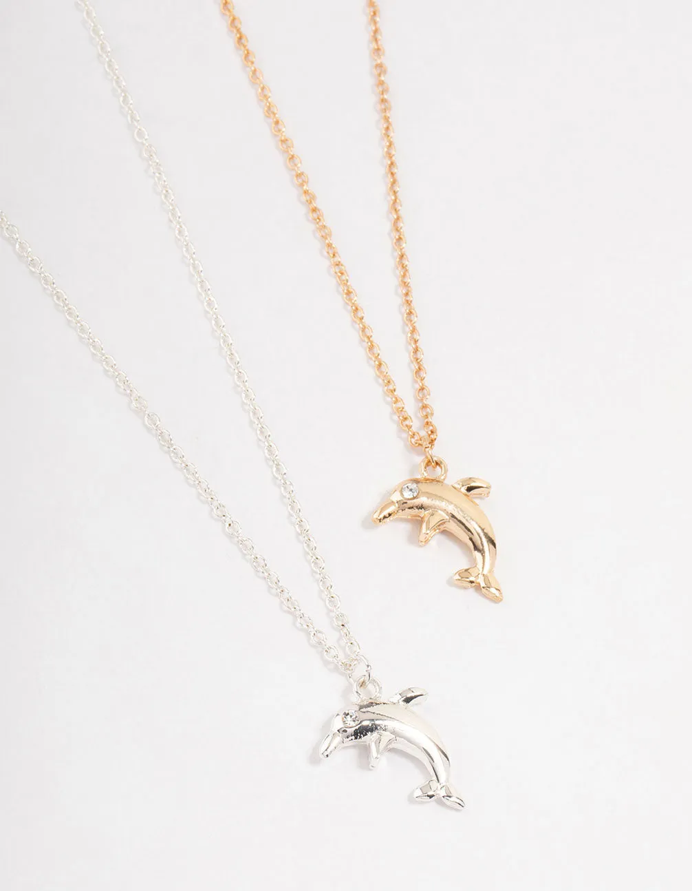 Mixed Metals Dolphin Necklace 2-Pack