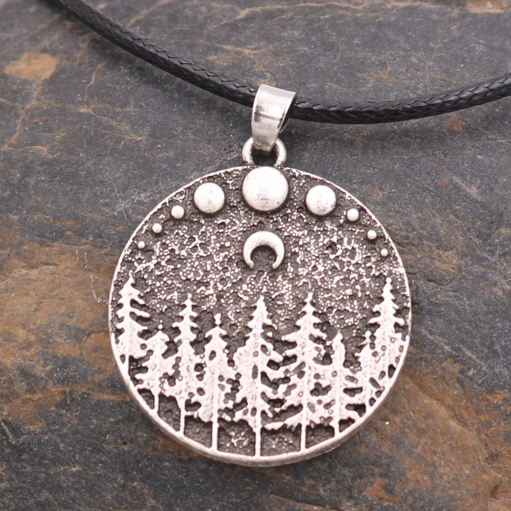 Moonlit Night PineTreeChamm Necklace - Norse Legacy Collection - Wholesale Jewelry for Men and Women