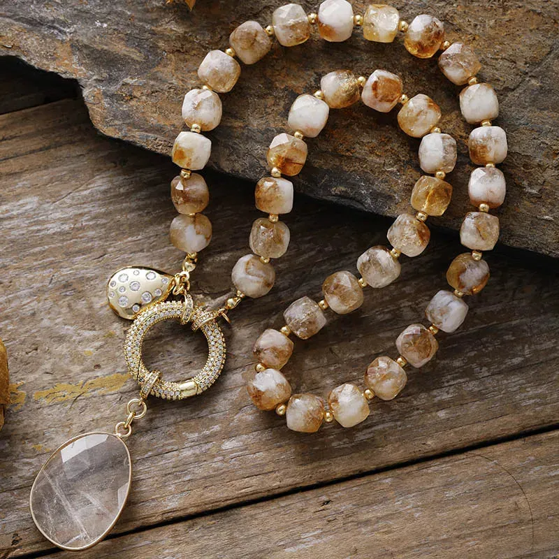 Natural Gemstone Lariat Necklace