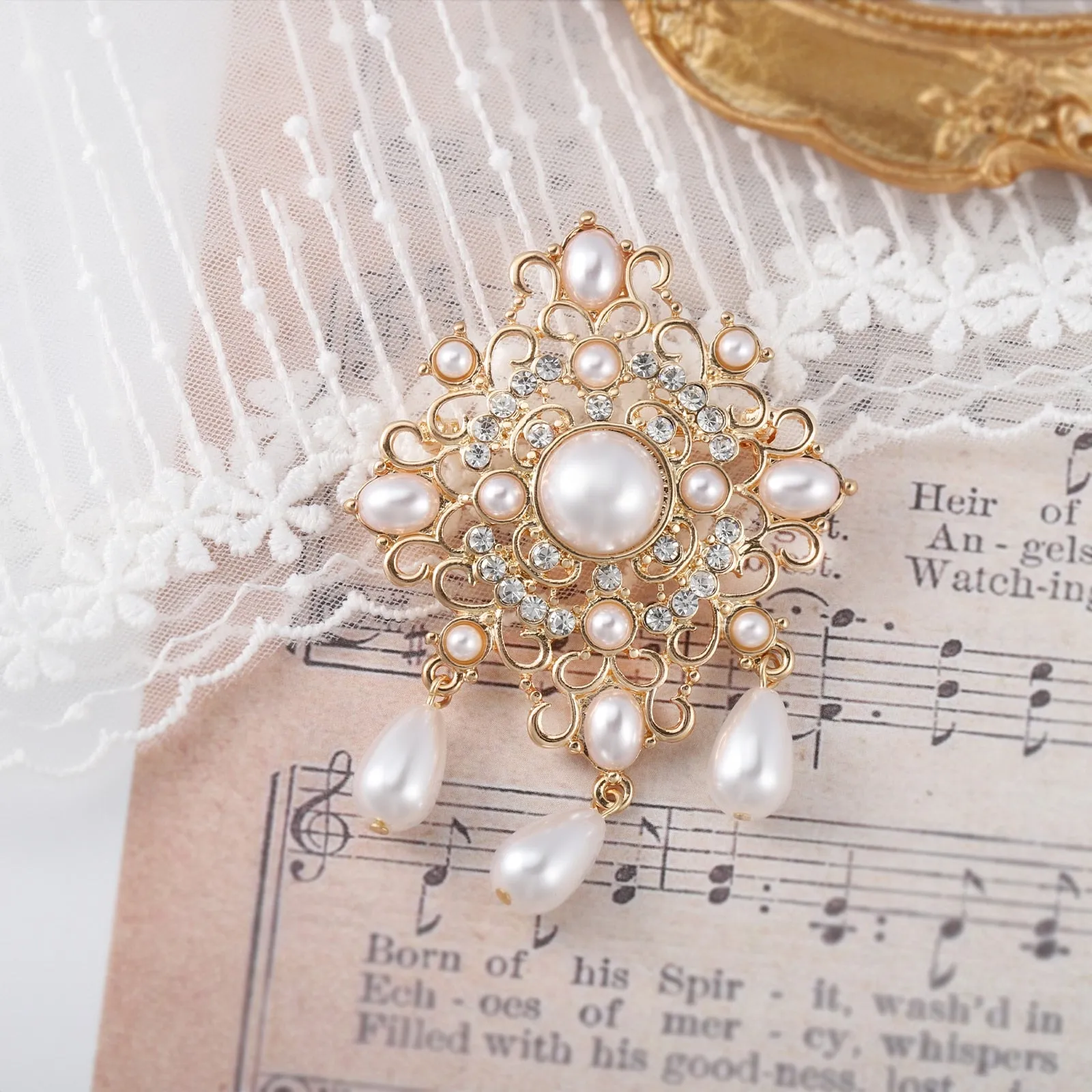 New Designer Pearl Large Flower Brooches