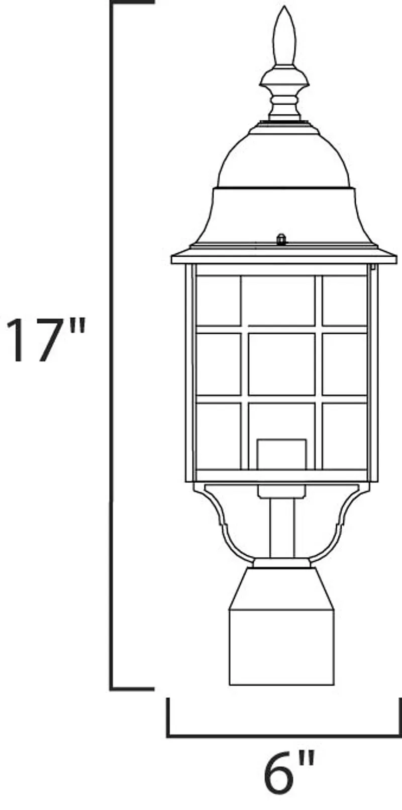 North Church 17" Single Light Outdoor Post Mount in Black