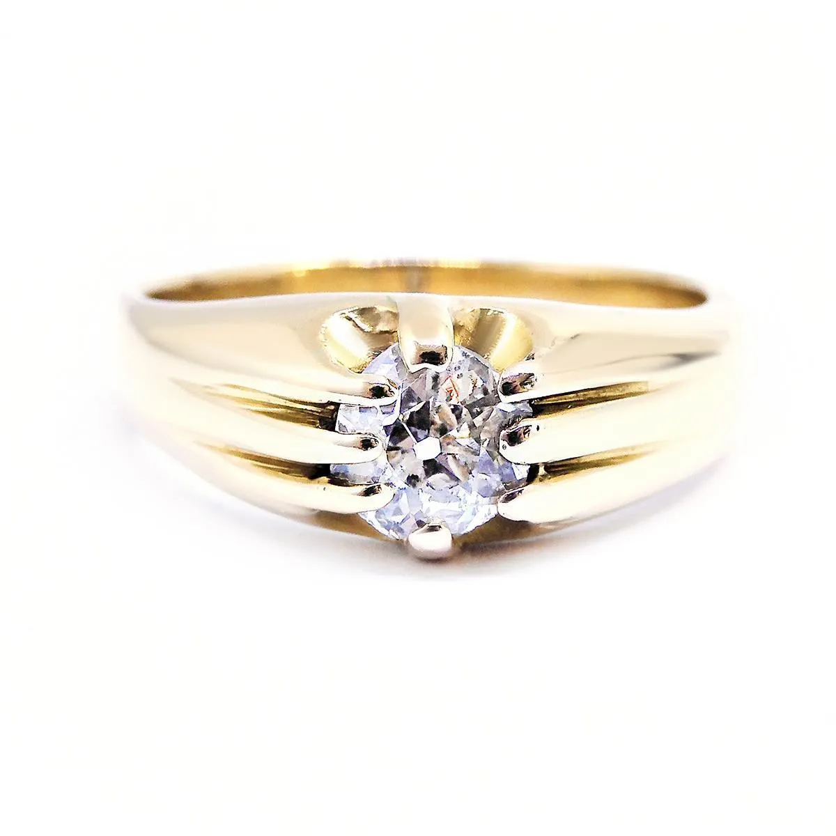 Old Round Cut Gypsy Set Diamond Ring | Pre-Loved | 18K Yellow Gold