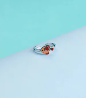 Orange Fish Finger Ring (Silver)