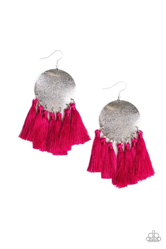 Paparazzi Earring ~ Tassel Tribute - Pink