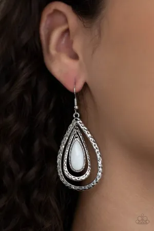 Paparazzi Earring ~ Teardrop Torrent - White