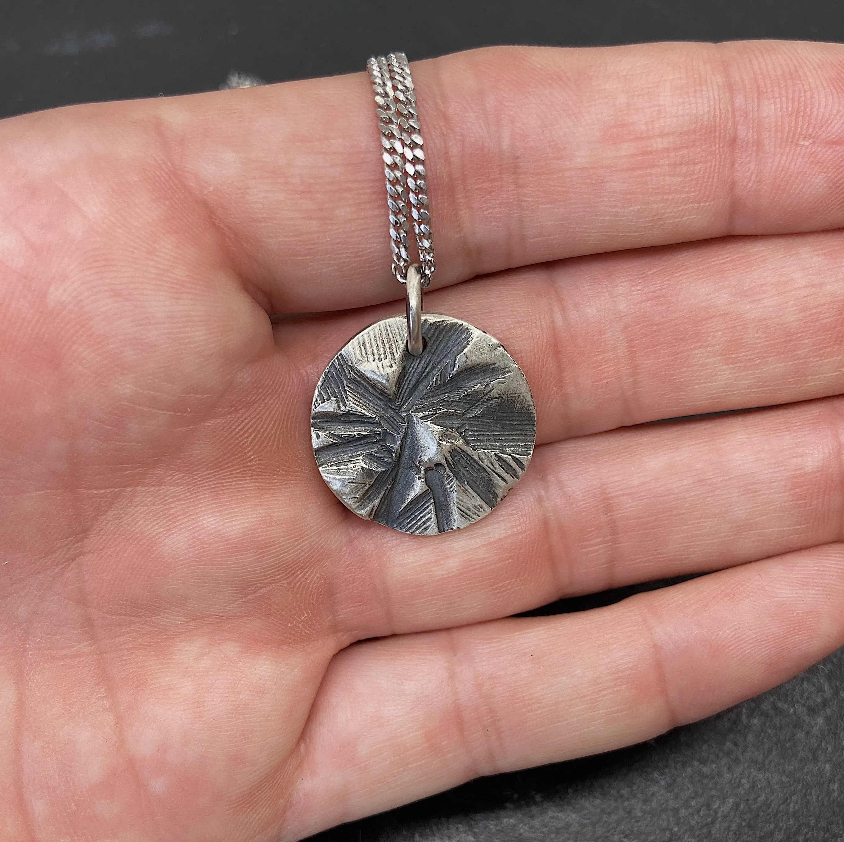 Peak Medallion in Oxidized Silver