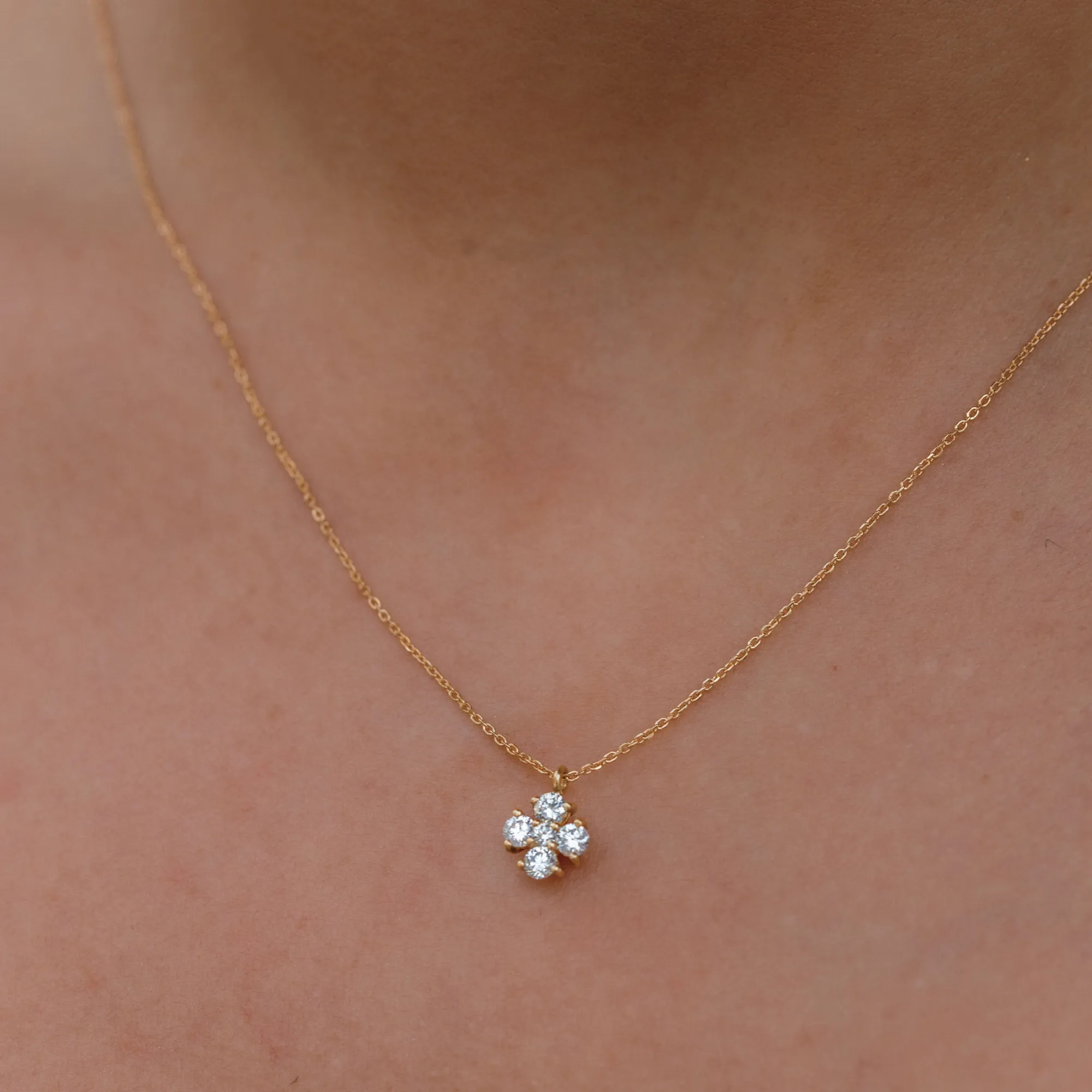 Petite 5 Diamond Cross Necklace