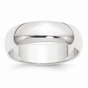 Platinum 8mm Half-Round Featherweight Wedding Band Ring