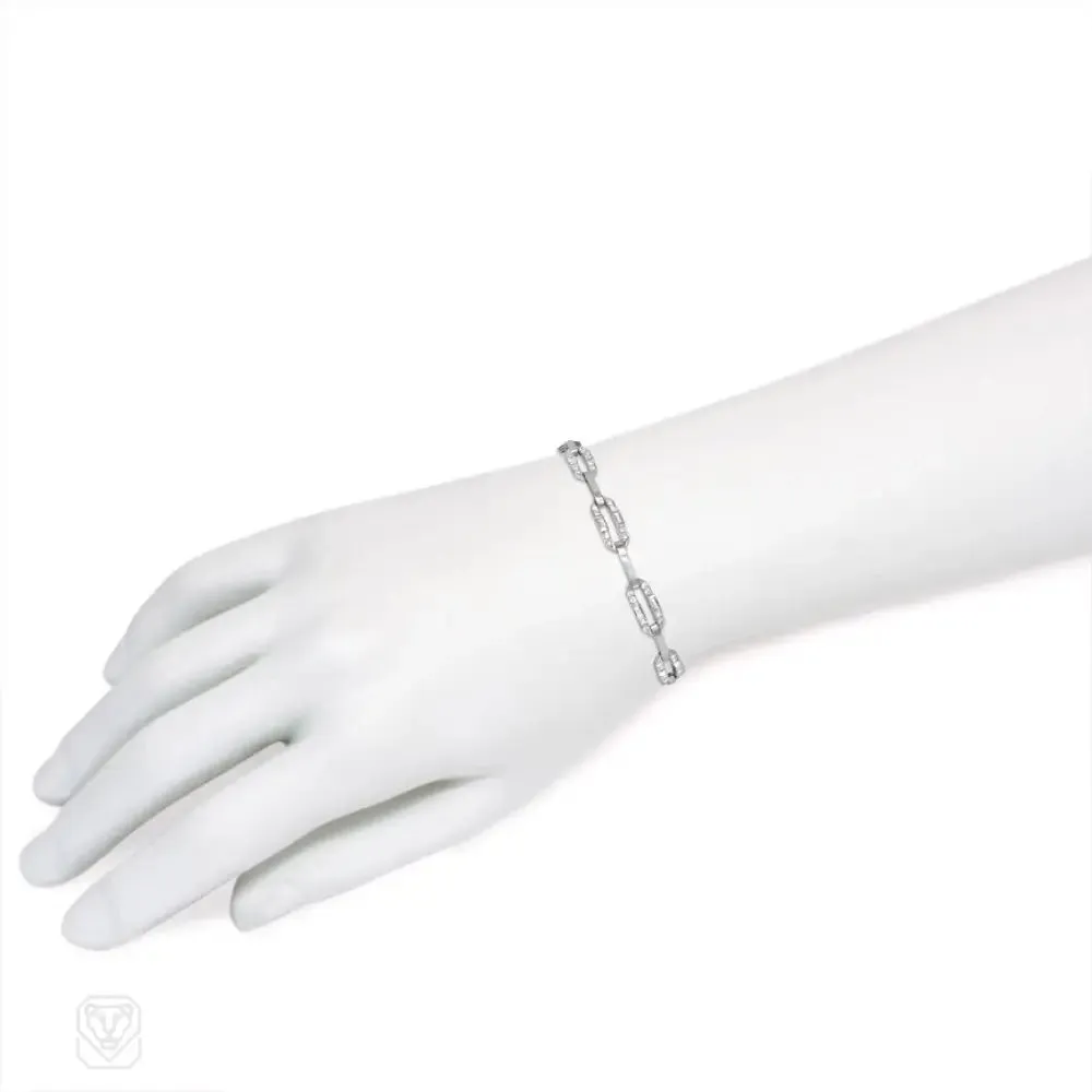 Platinum and diamond simple link bracelet