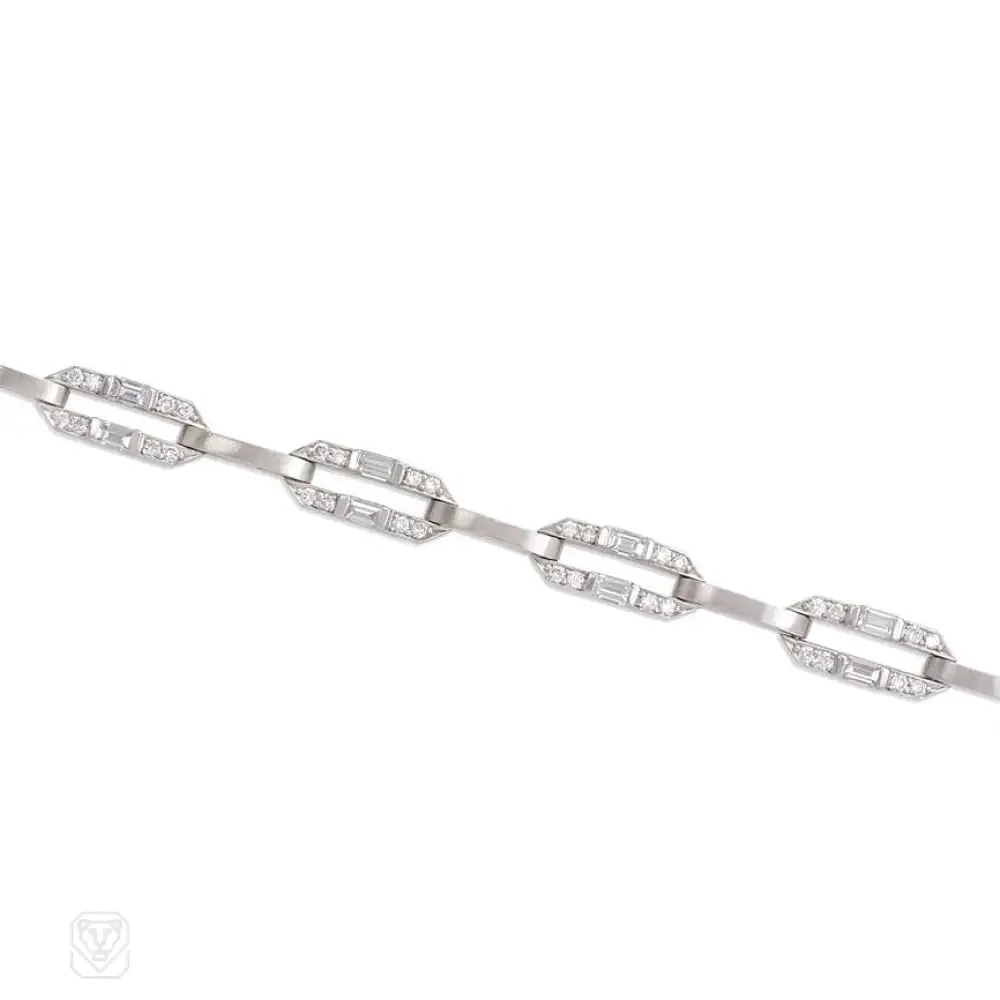 Platinum and diamond simple link bracelet