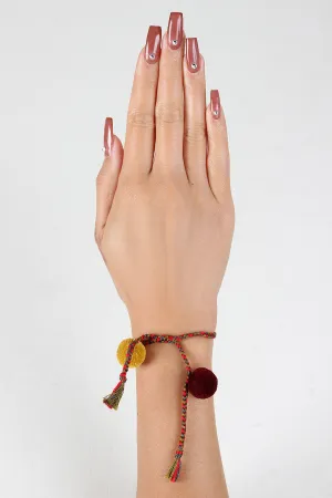 Pom Pom Tie On Friendship Bracelet