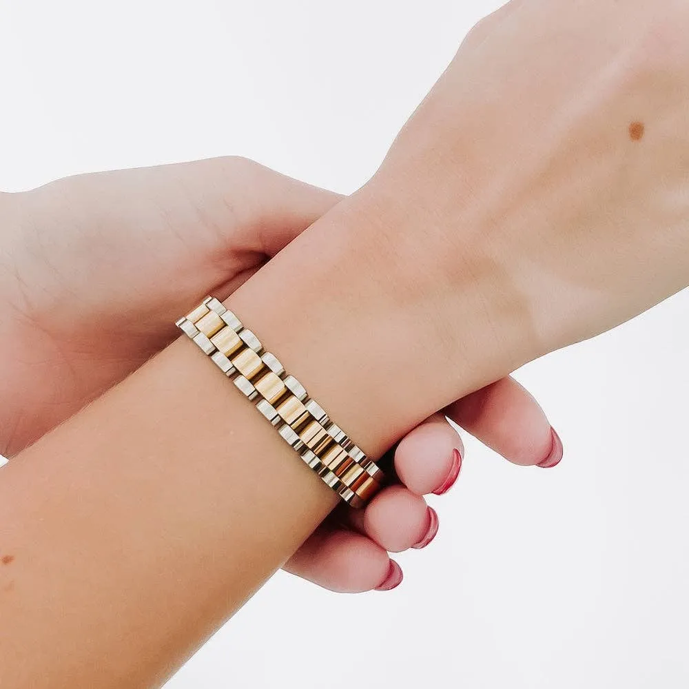 Pretty Simple - Mabel Mixed Metals Watch Band Bracelet - WATERPROOF