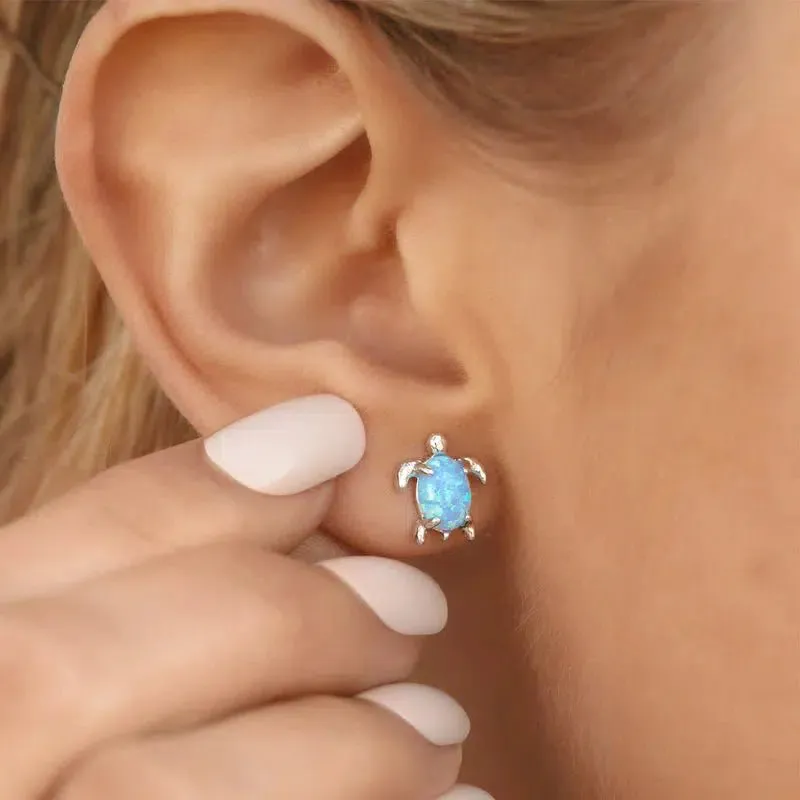 Pura Vida Opal Sea Turtle Stud Earrings