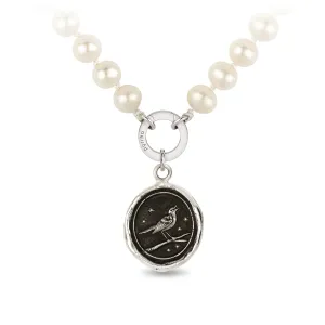 Pyrrha Sterling Silver "Nightingale" Talisman Pendant Freshwater Pearl 18" Necklace