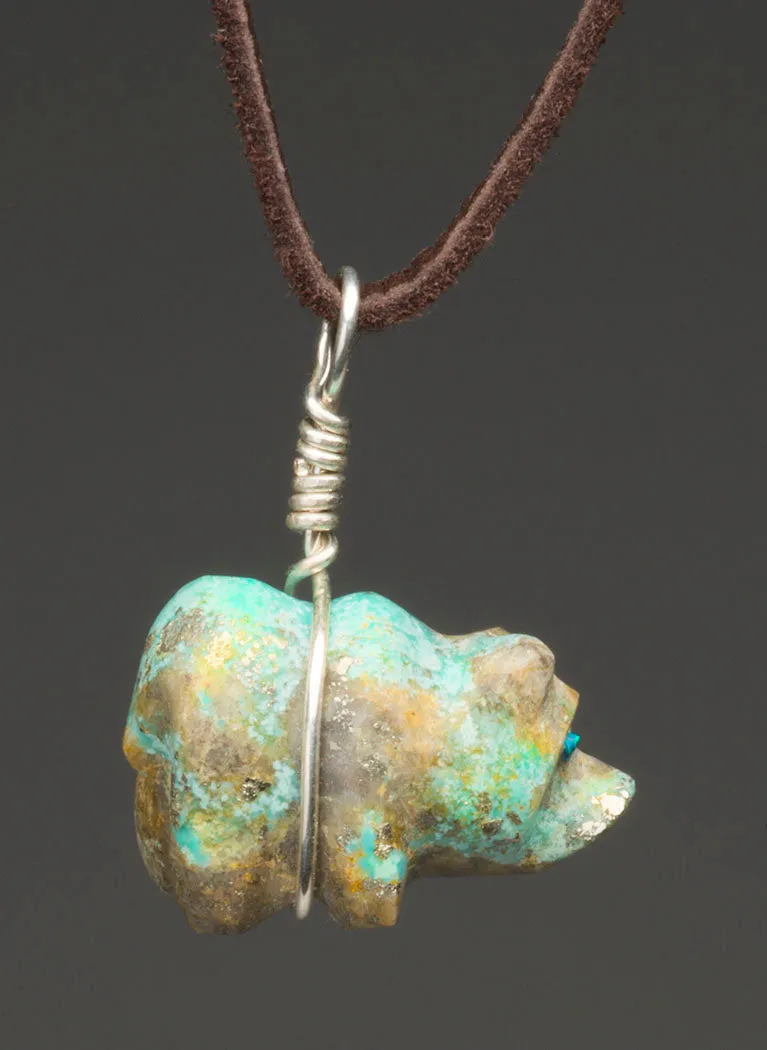 Reversible Turquoise With Pyrite Bear Pendant