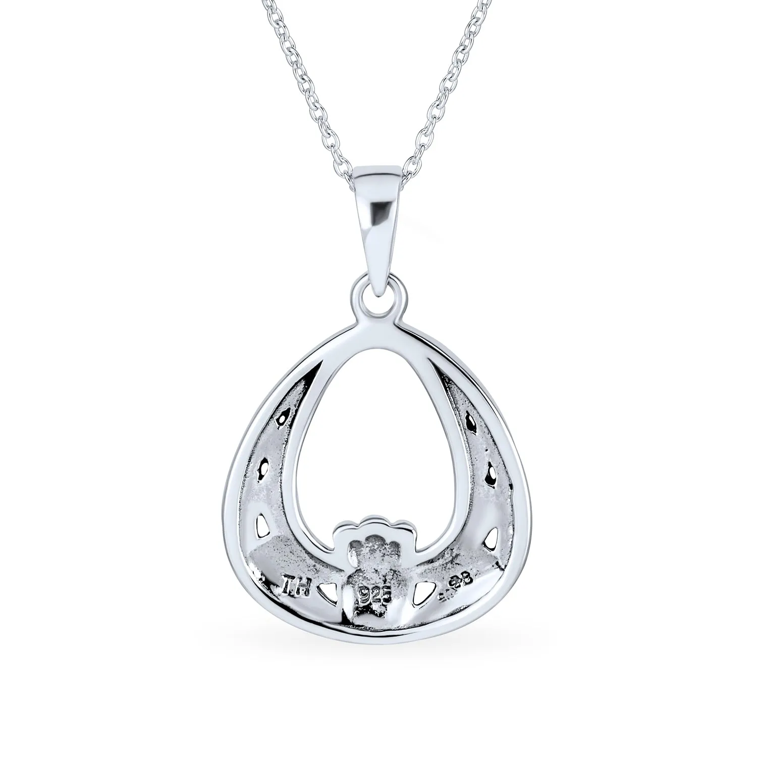 Romantic Celtic Love Knot Claddagh Pendant Necklace in Oxidized Sterling Silver