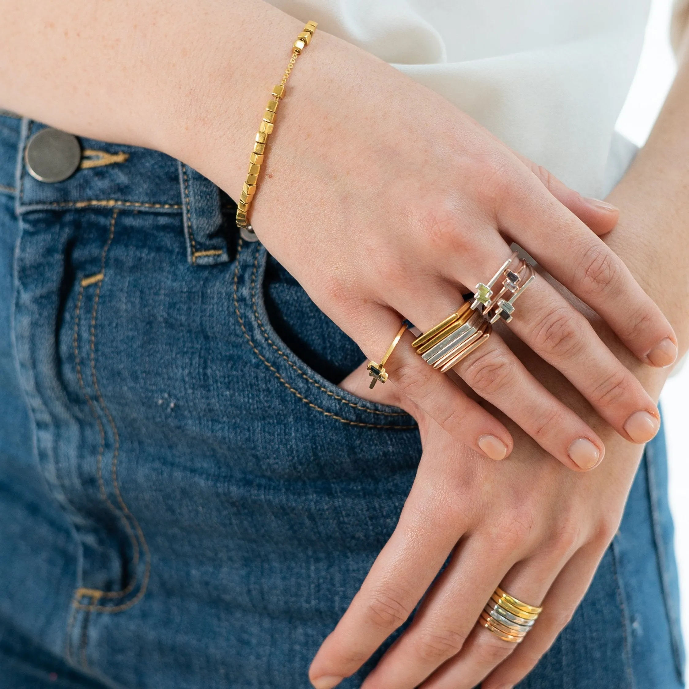 Rose Gold Ring Blue Topaz Anais