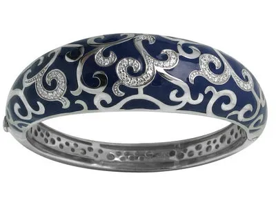 Royale - Blue Enamel with CZ Bangle