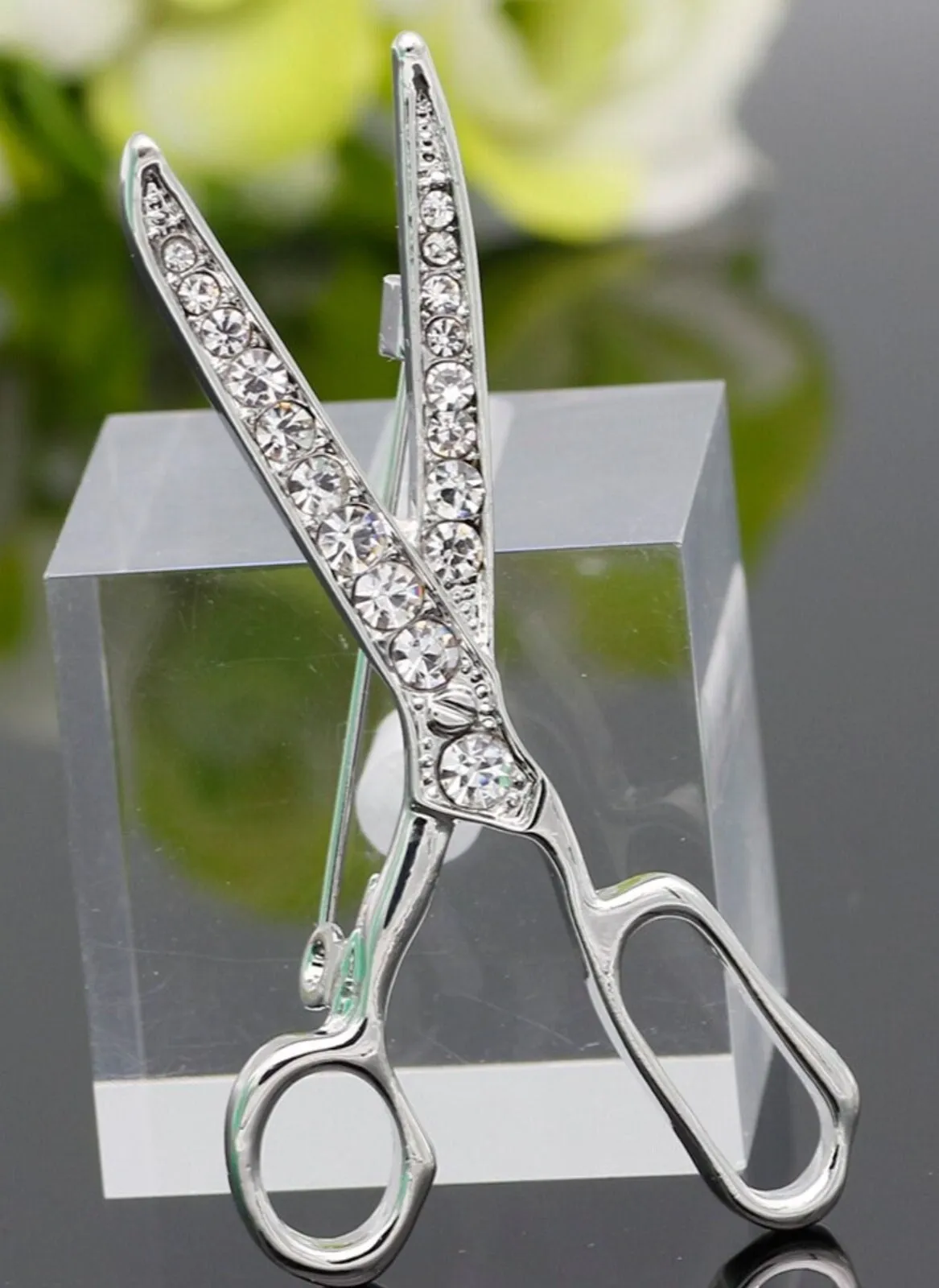 Scissors brooch vintage look gold silver plated suit coat broach collar pin gg56