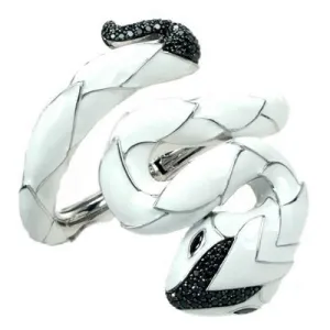 Serpentine - White Enamel with CZ Bangle