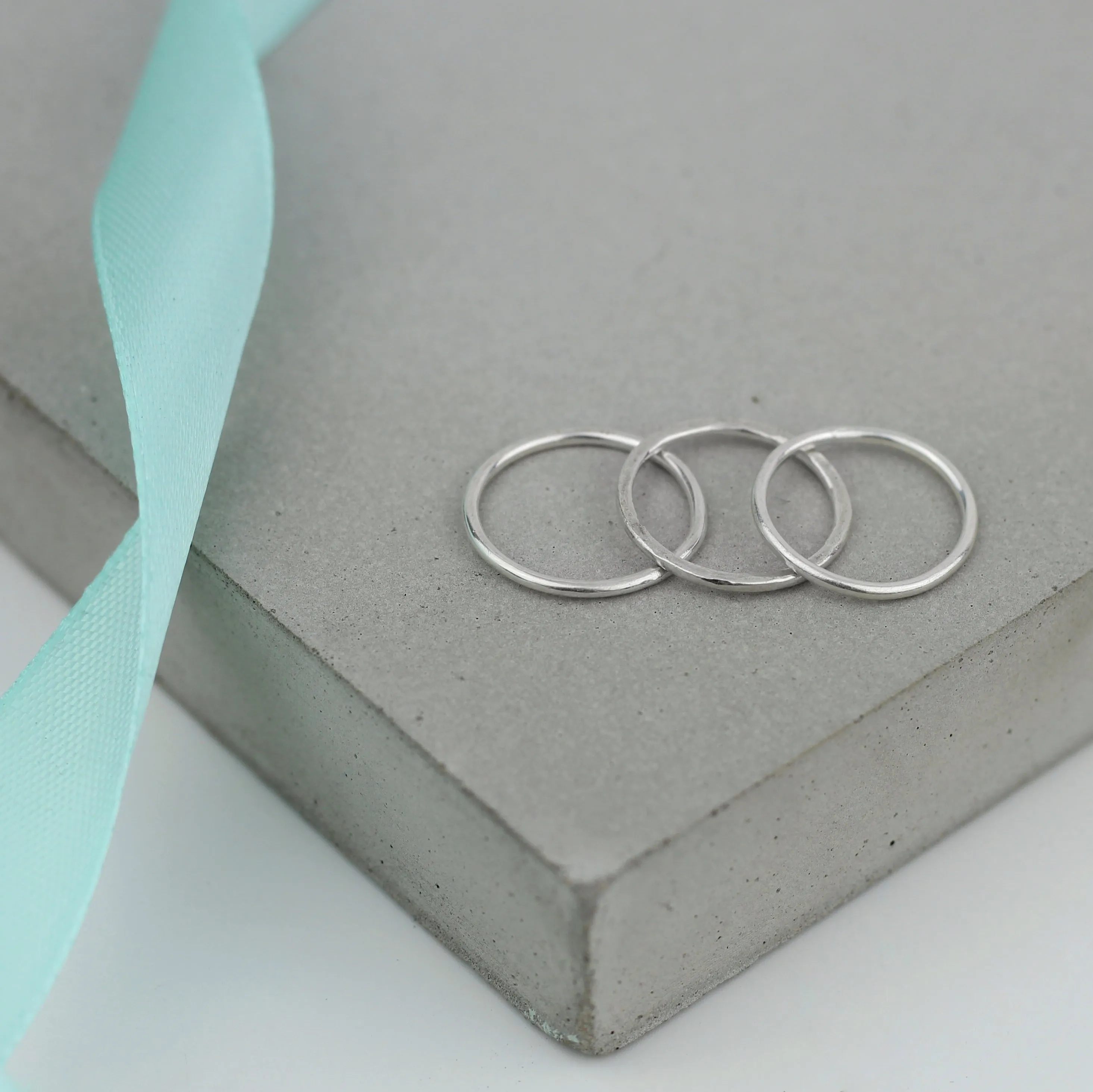 Set of Three Silver Midi Rings