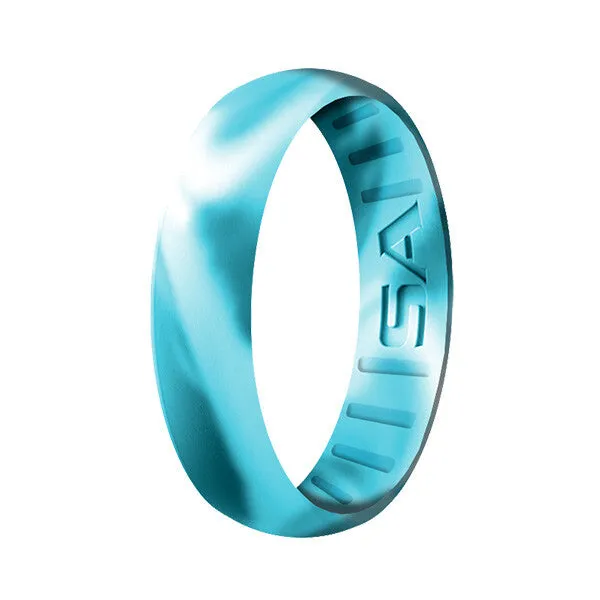 Silicone Ring | Classic | Aqua/White Marble PreOrder