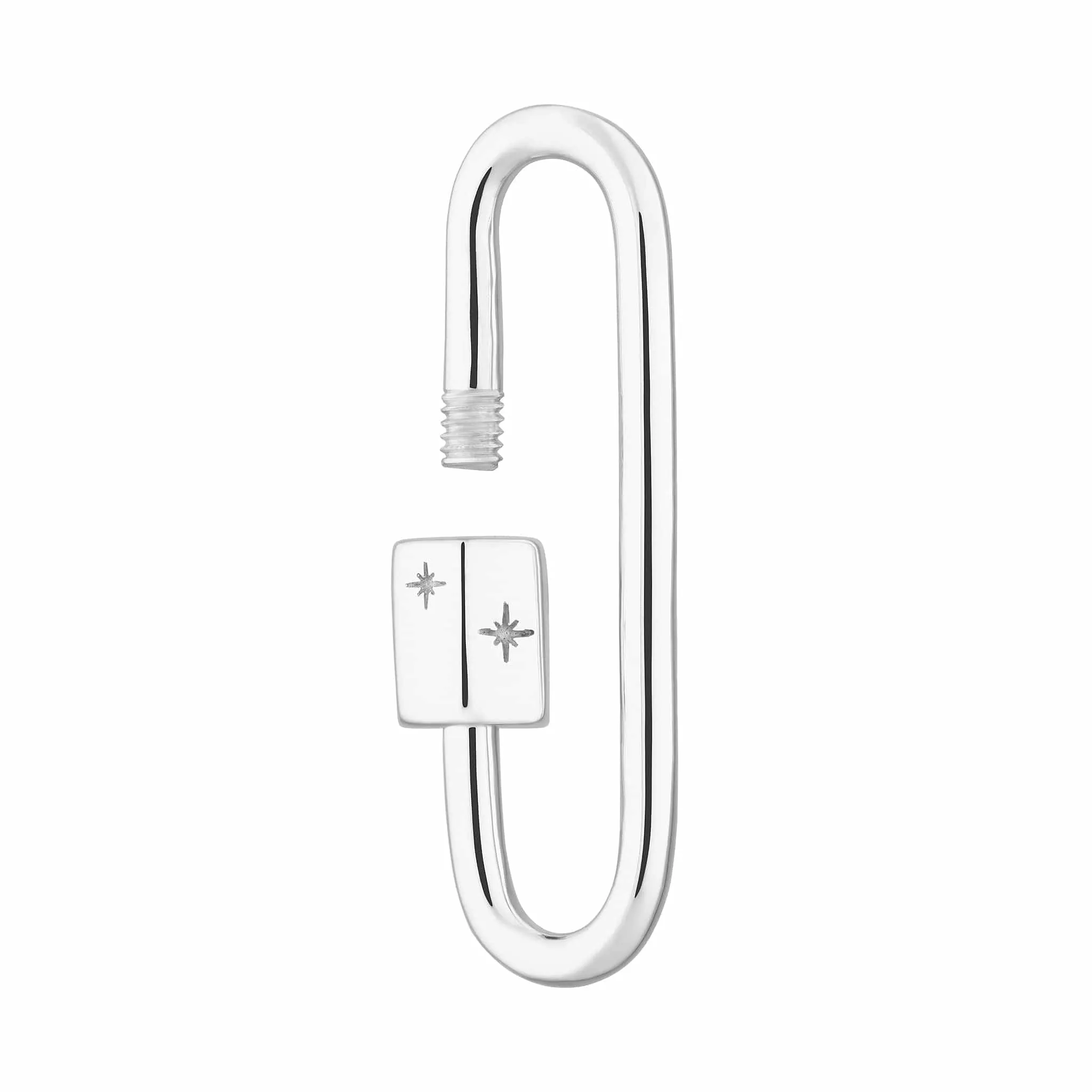 Silver Long Link Carabiner Charm Lock