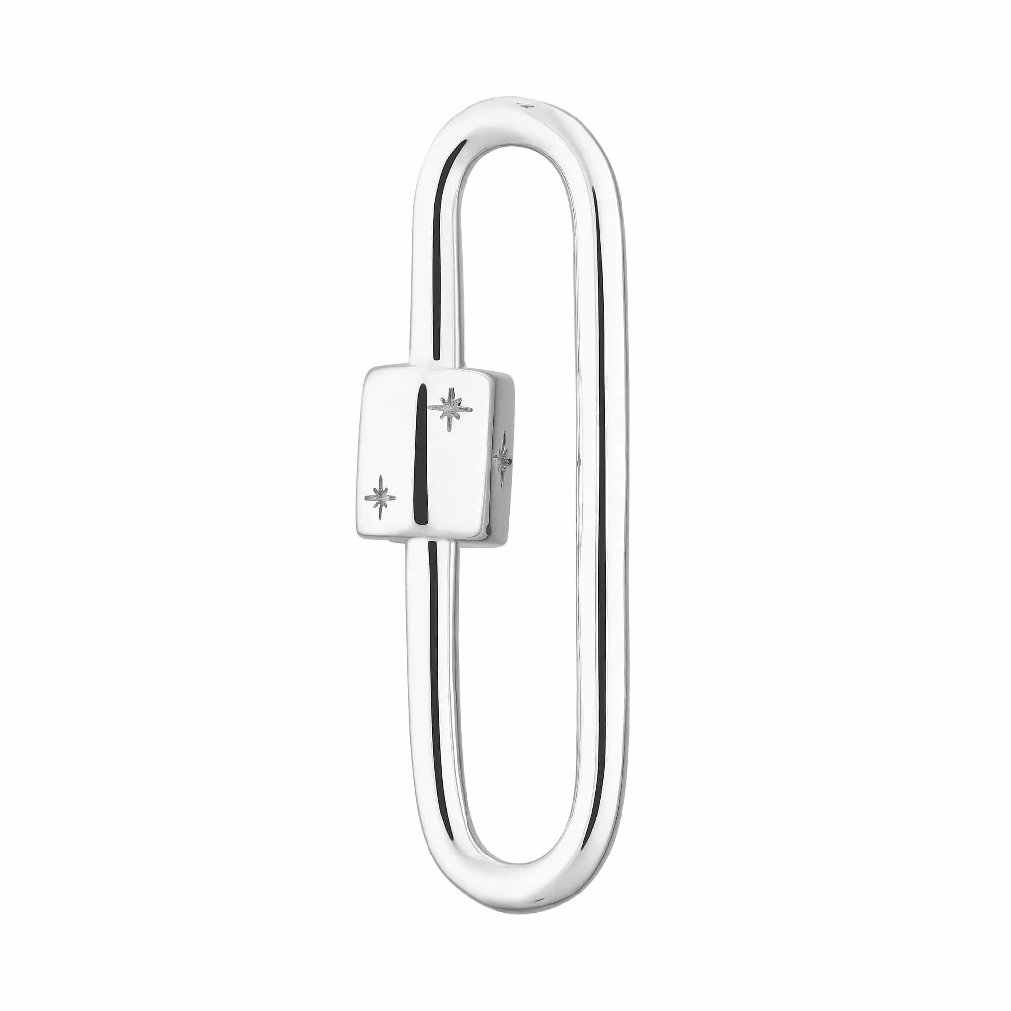 Silver Long Link Carabiner Charm Lock