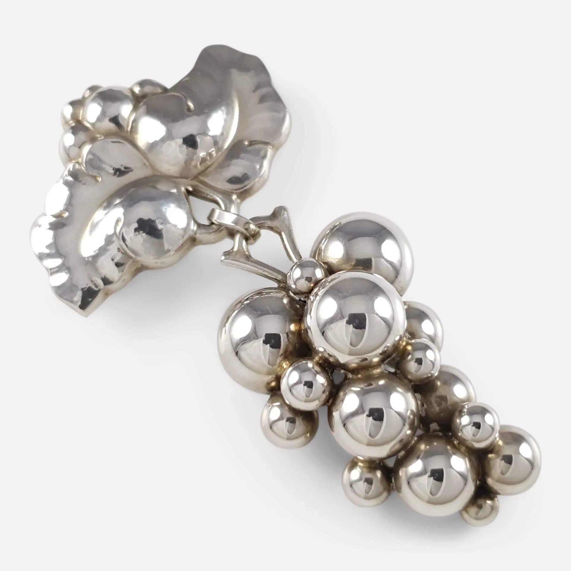 Silver Moonlight Grapes Brooch #217B, Georg Jensen