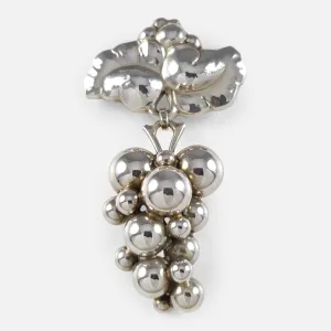 Silver Moonlight Grapes Brooch #217B, Georg Jensen