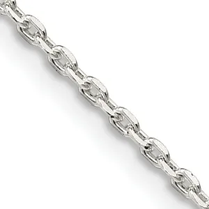 Silver Polished 1.50mm Beveled Oval Cable Chain