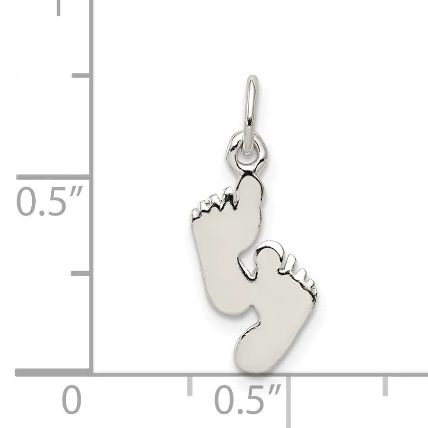 Silver Polished Finish Feet Charm Pendant