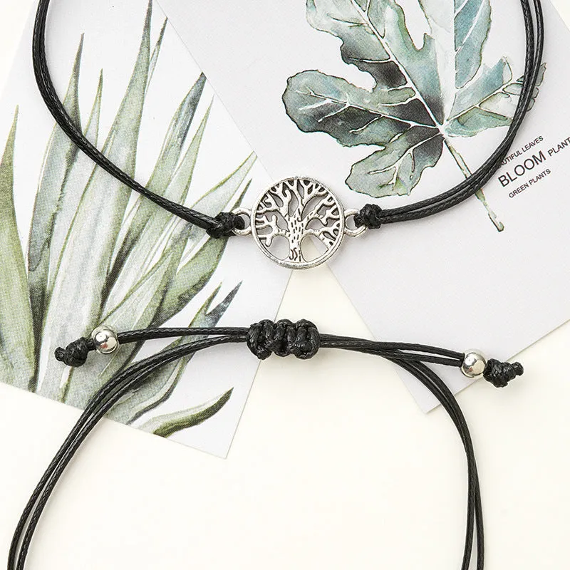 Simple Alloy Hollow Tree Of Life Hand-woven Bracelet