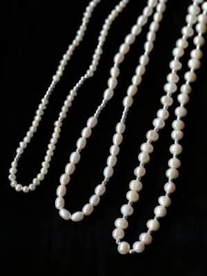 Simple Mini Pearl Silver Bead  Necklace