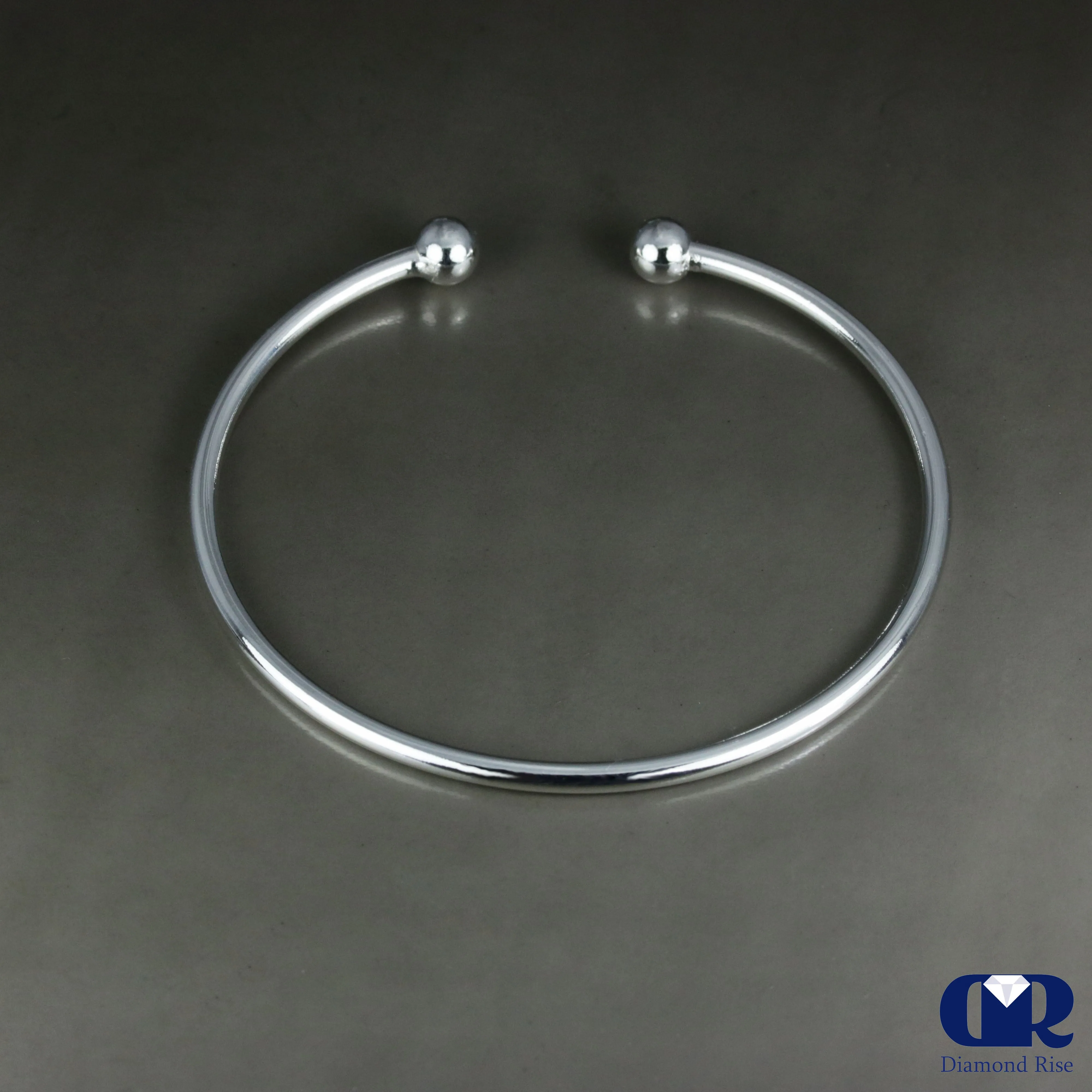 Simple Solid 10K Gold Open Bangle Bracelet