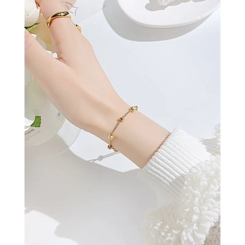 Simple Style Ball Titanium Steel Plating No Inlaid Bracelets