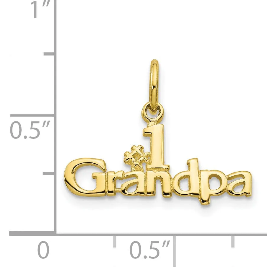 Solid 10k Yellow Gold Polished #1 Grandpa Charm