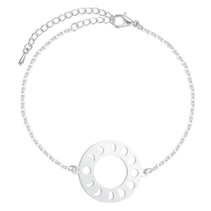 Stainless Steel Girls Bracelet Geometric Moon Phase Pendant Bracelet