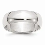 Sterling Silver 7mm Half-Round Wedding Band Ring