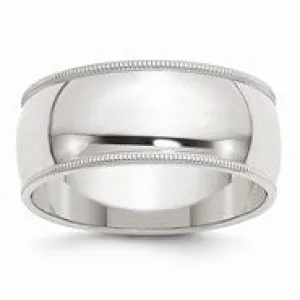 Sterling Silver 9mm Half Round Milgrain Wedding Band Ring