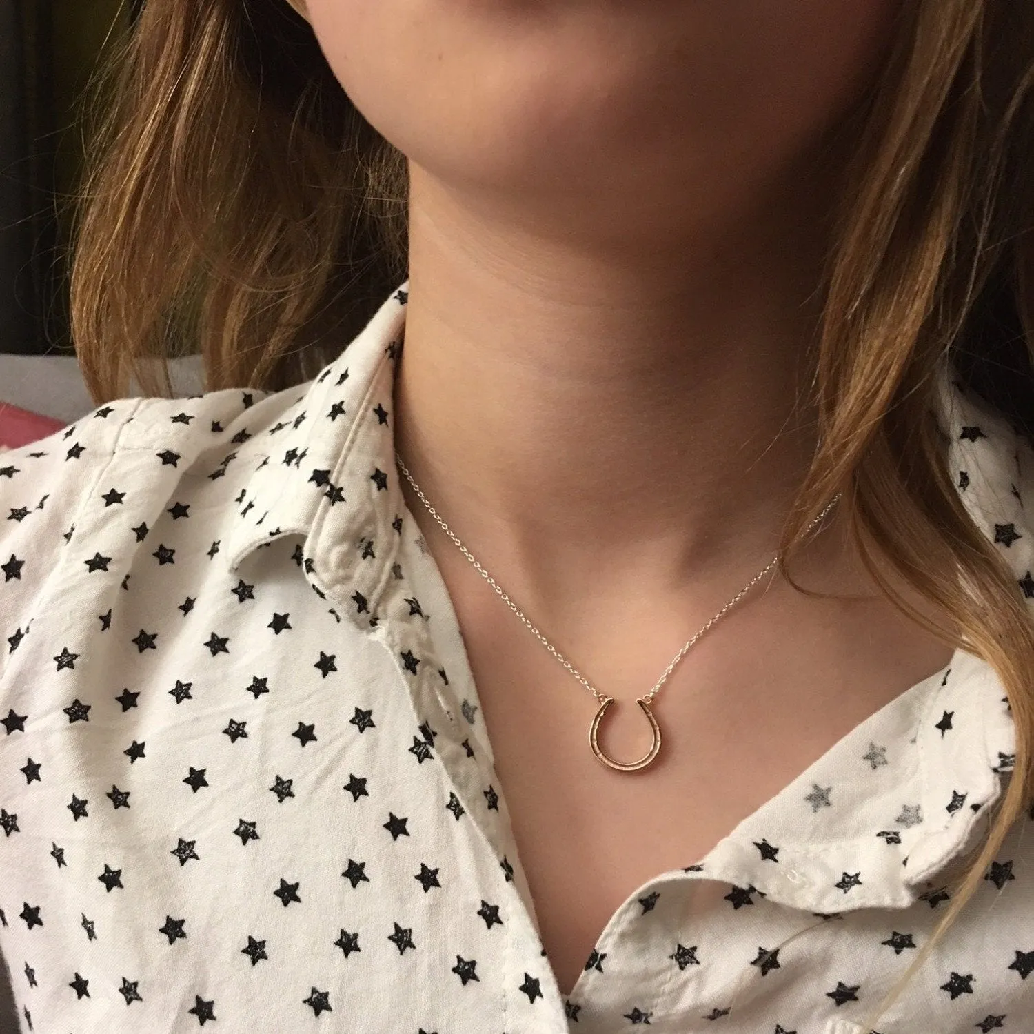 Sterling Silver and Rose Gold Plate Horseshoe Necklace