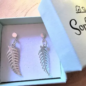 Sterling Silver Fern Leaf Stud Earrings