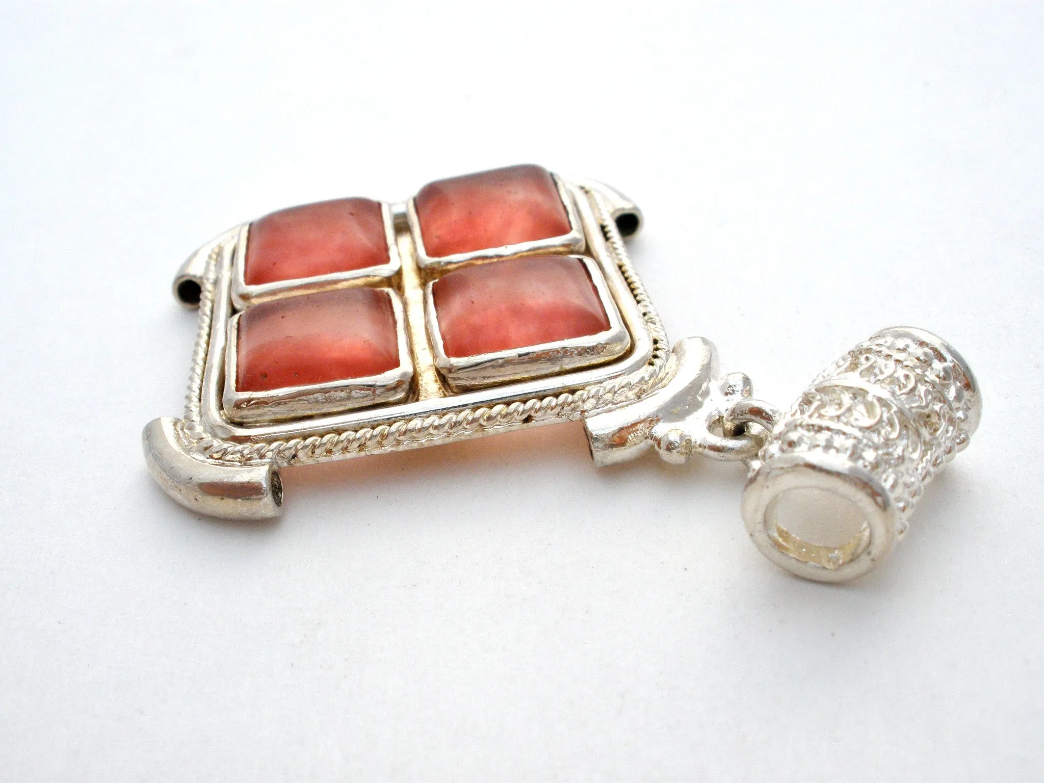 Sterling Silver Pendant with Pink Art Glass