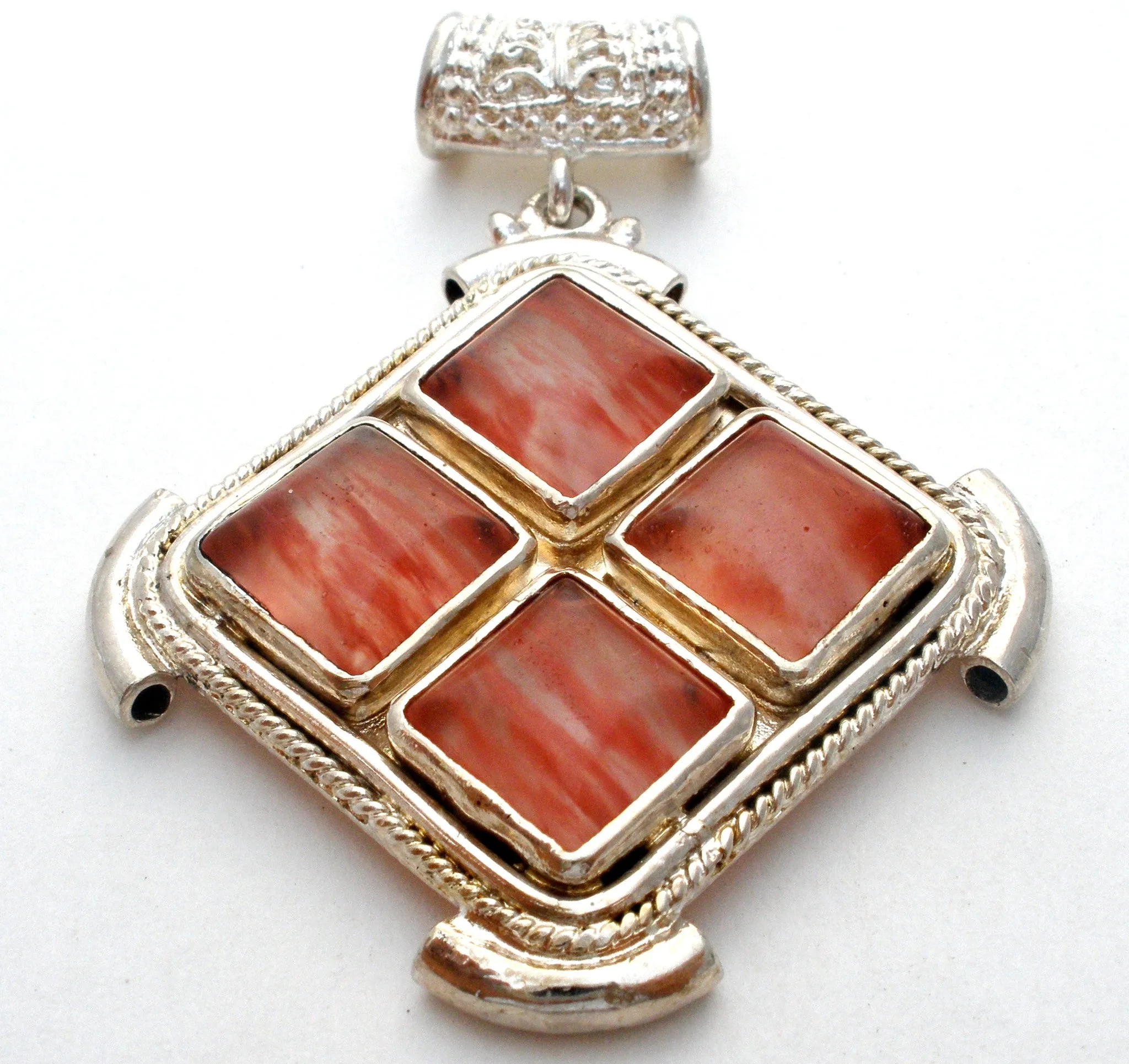 Sterling Silver Pendant with Pink Art Glass